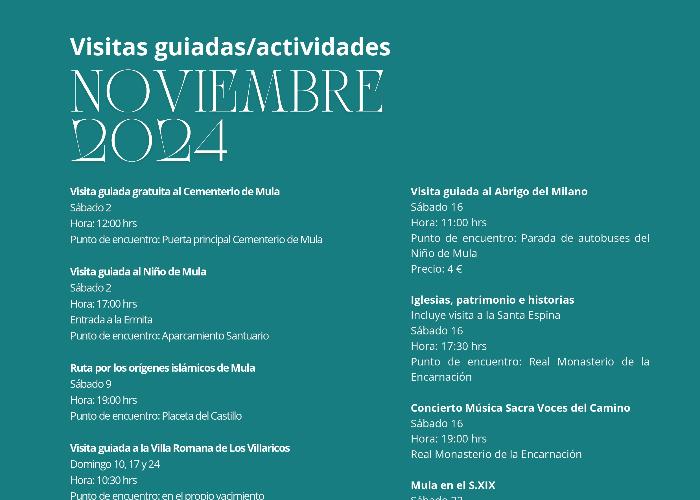 PROGRAMA VISITAS GUIADAS NOVIEMBRE MULA 2024