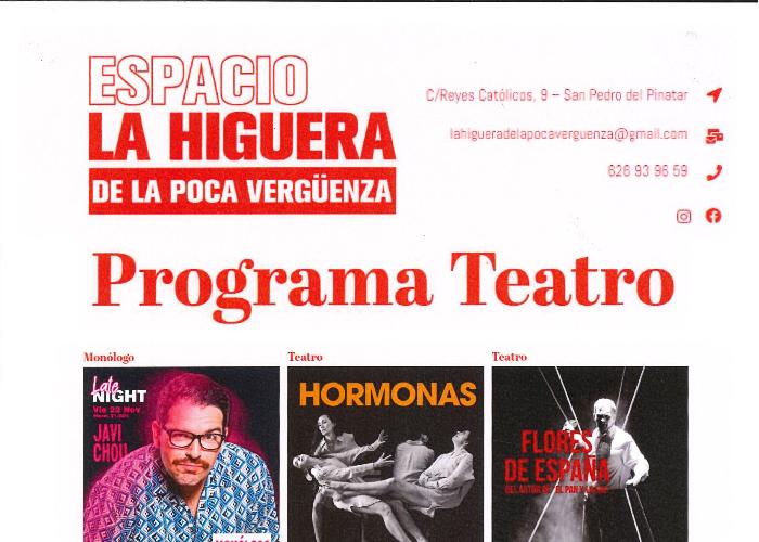 PROGRAMACION ESPACIO CULTURAL LA HIGUERA DE LA POCA VERGENZA